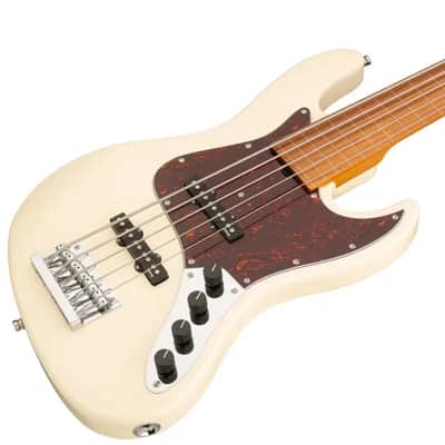 Sadowsky MetroExpress 21-Fret Vintage J/J Bass, Morado Fingerboard, Fretless With Lines, 5-String - Solid Olympic White High Polish image 1