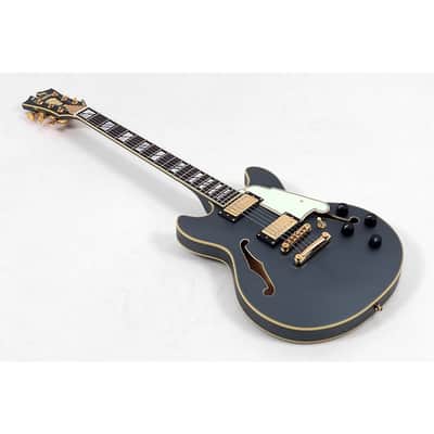 D'Angelico Deluxe Series Mini DC with USA Seymour Duncan Humbuckers Limited-Edition Semi-Hollow Electric 2020-Present - Matte Charcoal image 1