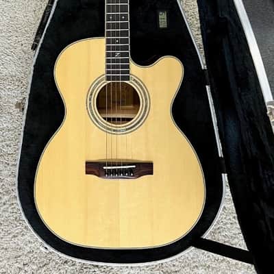Zager ZAD-500MCE/N Solid Spruce/Mahogany Acoustic Electric OM Size + Case - Used image 11