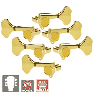 NEW Gotoh GB350 RES-O-LITE Aluminum L3+R3 Bass 6-String Tuners Set 3x3 - GOLD