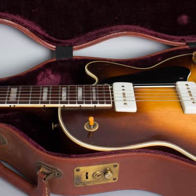 Guild  Aristocrat M-75 Thinline Hollow Body Electric Guitar (1956), ser. #3390, original brown hard shell case. image 13