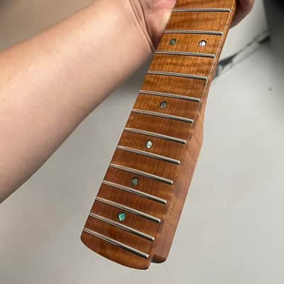 floyd rose nut stainless steel 22 frets Roasted flame Maple guitar neck 25.5inch hole 10mm gloss image 3