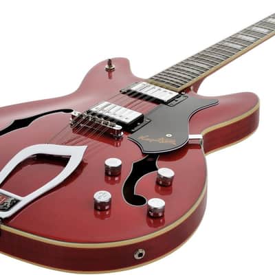 Hagstrom HSVIDLX1204 Electric Guitar, Viking DLX, Wild Cherry Transparent, 12-stri ng image 3