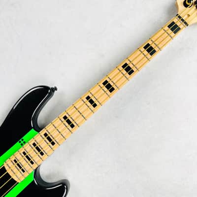 Sandberg California VS Lionel 30" Short Scale 4-String Bass 2024 - Cosmic Black & Green Neon Stripes image 7