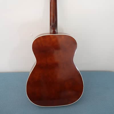 Vintage 1960s Harmony Kay Silvertone Stella Bigger Body Version Of Stella Cowboy Acoustic Concert 00 Size Guitar Made in USA Blonde Clean Time Warp Clean Chipboard Case image 12