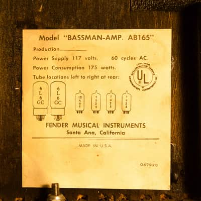 1967 Fender Bassman AB165 Drip Edge "Blackline" - Export Multi-Voltage - Blue Molded Caps image 5