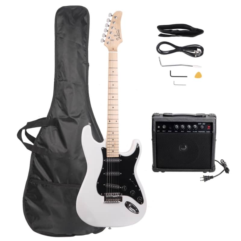 Glarry GST Electric Guitar White w/ 20W Amplifier image 1