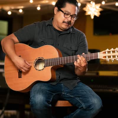 Ortega RCE131SN Family Series Pro Solid Cedar Top Mahogany Neck Cutaway Nylon 6-String Classical Acoustic-Electric Guitar w/Gig Bag image 18