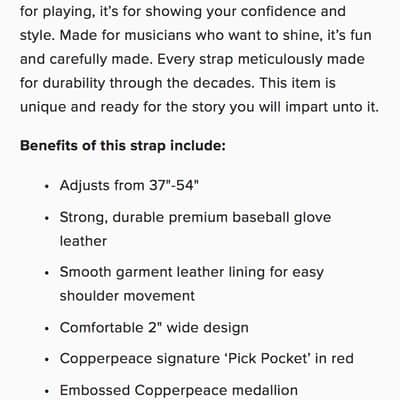 Copperpeace Glovely Silver Sequined Black Leather Guitar Strap - Red Pick Pocket image 5