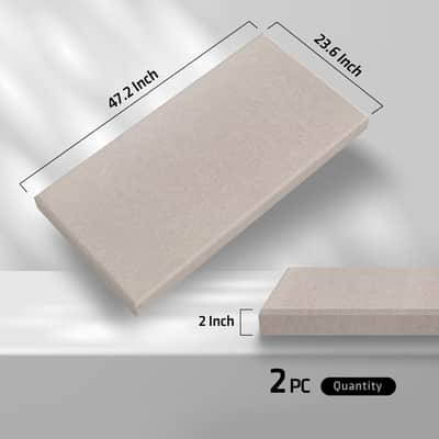 2 Thick Acoustic Panels With Hanging Hardware, 2 Pcs 47.2 X 23.6 Fiberglass Sound Absorbing Panels For Home Theater Church Office Wall, Linen image 3