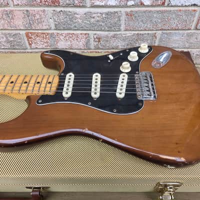 Vintage 1974 Fender Stratocaster Electric Guitar w/ Tweed Hardshell Case! Staggered Pole Pickups, Tuxedo Plastic! image 3