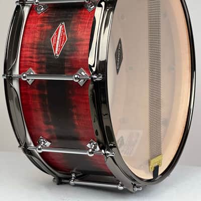 Craviotto 6.5x14" Private Reserve Solid Curly Maple Snare Drum - 2023 Red/Black Satin Duco Fade image 11