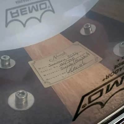 MINT - Nowak Drums (AUST) 14x5 Jarrah/BlackButt block/stave snare, Canopus wires, Free extras image 9