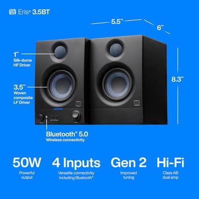 PreSonus Eris 3.5BT Powered Bluetooth Studio Monitors Pair + 2 Year Warranty image 4
