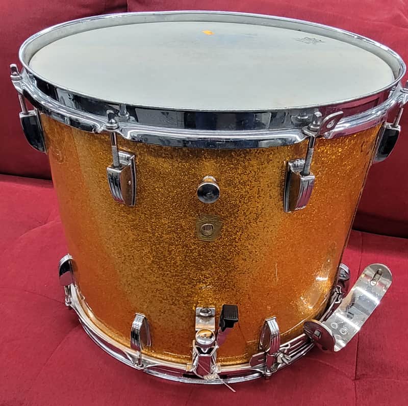 Ludwig Keystone Badge Marching Snare Drum 15x11 1964 - Gold Sparkle image 1