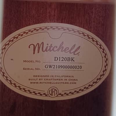 Mitchell D120 Dreadnought Acoustic Guitar Regular Black image 5