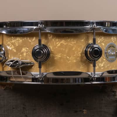 2000s DW 5x14 Collectors White Marine Pearl Snare Drum image 10