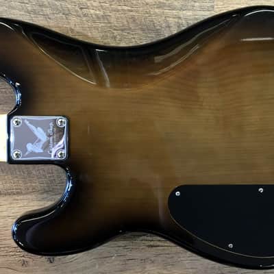 Valley Guitars Warmoth Custom Shop PJ Transparent Black Sunburst Finish Flamed Top Electric Bass Guitar image 12