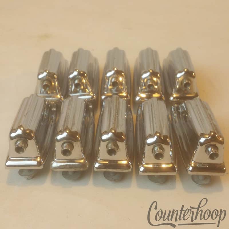 *Rogers 10x Beavertail Bass Drum Lugs Chrome Powertone Set Vintage 60s USA Hex* image 1