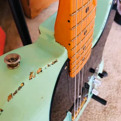 MJT/Fender Telecaster Esquire Aged Surf Green Nitro over 3-tone Sunburst image 11
