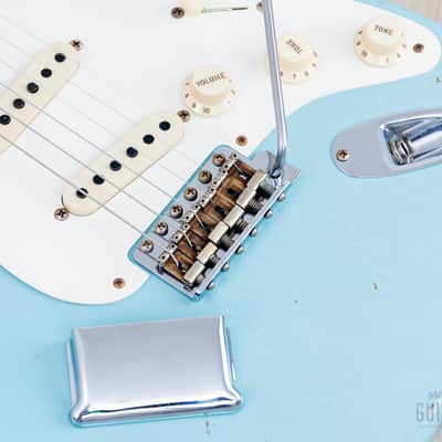 2023 Fender Custom Shop Limited Edition 1957 Stratocaster Relic Faded Daphne Blue w/ Case, COA, Tags image 8