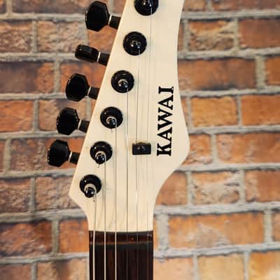 Vintage 1980s Kawai S-Style Electric Guitar White w/ EMG Pickups-GREAT Player! image 2