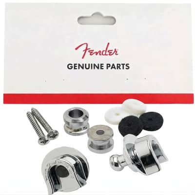 Genuine Fender CHROME Guitar & Bass Strat/Tele Straplocks Strap Locks Set Pair