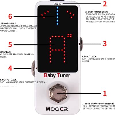 Mooer Baby Tuner Mute Function Micro Tuner Tuning Pedal for Electric Instruments (Price includes the import duty for US buyer) image 3