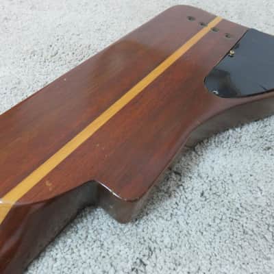 Vintage 1980s Austin Hatchet Wedge Travel Bass Guitar Natural Stained Body Rare image 12