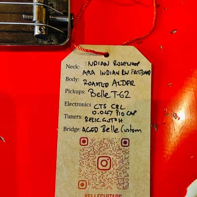 Belle Guitars Teg Custom, Fiesta red - medium relic image 15