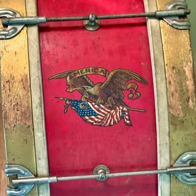 Slingerland 8 x 26" Radio King Marching Bass Drum Vintage 30's 40's Red w American Eagle image 4