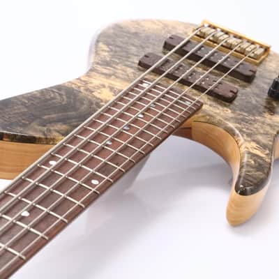 2000 Fodera Imperial Beezelite Buckeye Burl 5-String Bass Guitar Lefty #50662 image 9