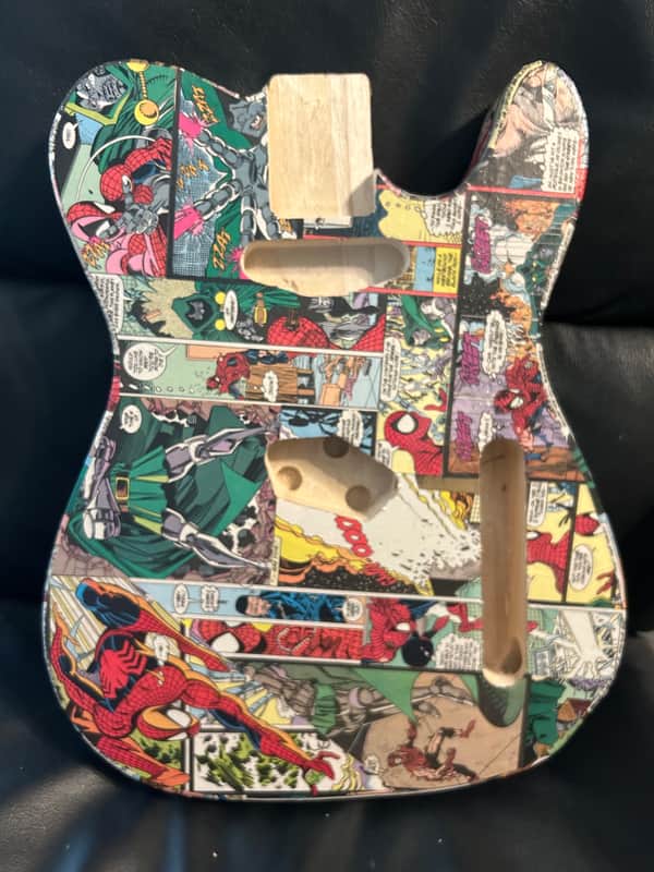 Custom Telecaster Tele Body w/Hand applied Spiderman/Dr. Doom Comic book panels