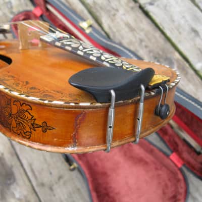 Hardanger Fiddle violin, Hardingfele + Albert Nurnberger Bow  1918 amber image 14