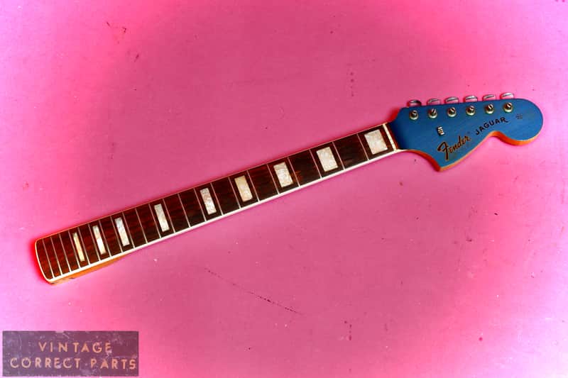 Vintage 1968 Fender Jaguar Neck - Original Lake Placid Blue Finish - Bound with Blocks!  100% image 1
