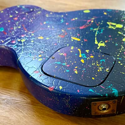 Custom Hand-painted LP Style Guitar - Blue/Purple Splatter Finish image 8
