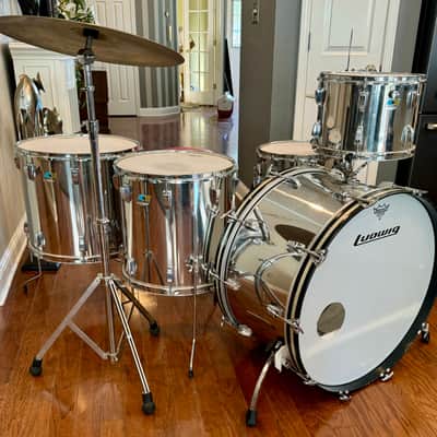 Ludwig 26 INCH BASS STAINLESS STEEL 26/18/16/14 70s - Stainless steel image 8