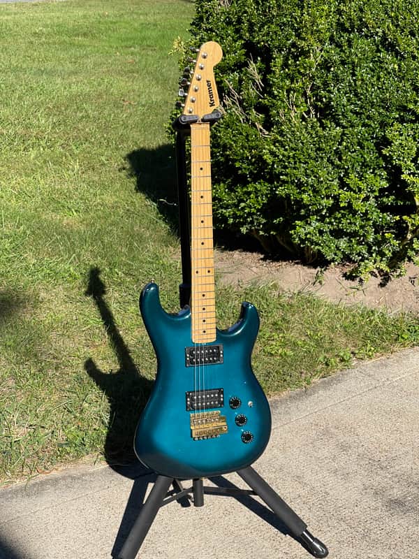 1981 Kramer Blue Sunburst Strat Head Pacer with the original HSC and paperwork image 1