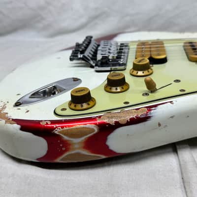 Fender USA Custom Shop Limited Edition White Lightning Stratocaster FR HSS 22 Guitar with COA + Case 2023 - Olympic White top / Candy Apple Red bottom / Rosewood fingerboard image 18