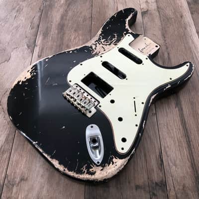 FRANCHIN Mercury guitar body Heavy Relic Aged Black 100% Nitro Lacquer HSS Poplar Stratocaster-Strat-S-Style Made in Italy - Stock piece #23450926 image 6