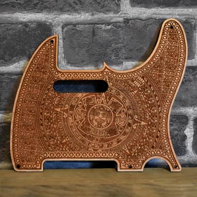 Wood Pickguard for Fender Telecaster Laser engraved Real Cherrywood with Unique Artwork image 1