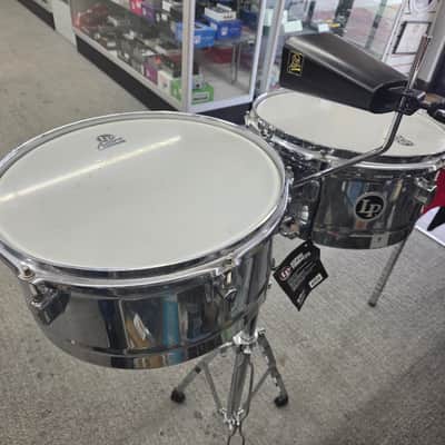 Latin Percussion LPA256 Aspire Series 13/14" Timbale Set with Stand and Cowbell - Steel/Chrome image 6