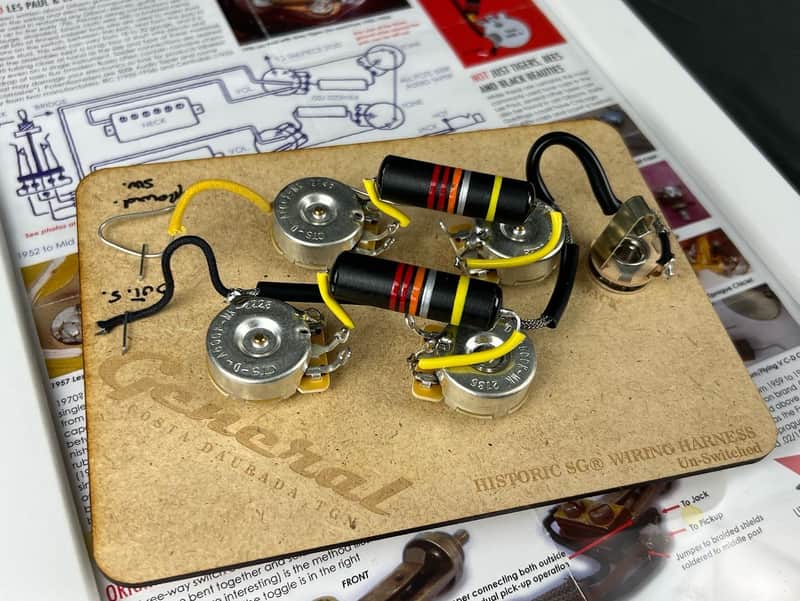 General Vintage Tone Vintage Prewired Harness for Gibson ® SG Historic Bumblebee molded capacitors . image 1