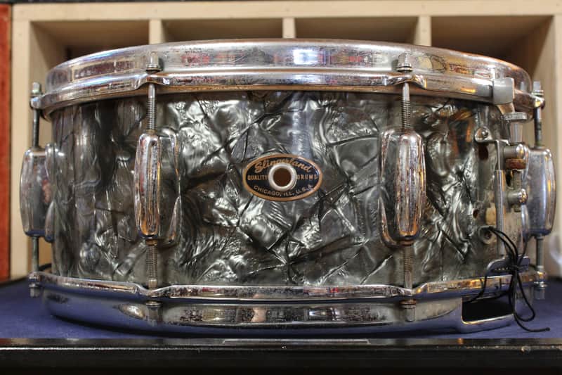 1960s Slingerland 5.5x14 Super Gene Krupa Snare Drum in Black Diamond Pearl image 1