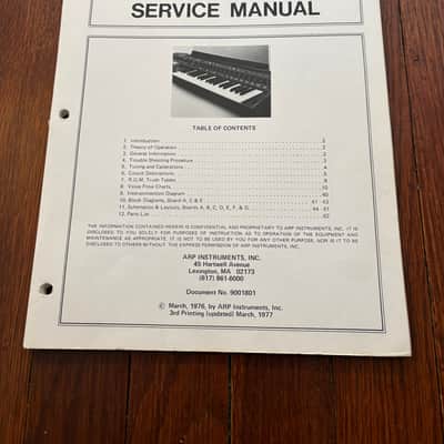 ARP Pro Soloist Model 2701 PRO/DGX Model 2720 Service Manual