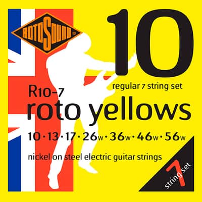 R10-7 Roto Yellows Nickel Regular 7 Cordes 10/56 Rotosound image 1