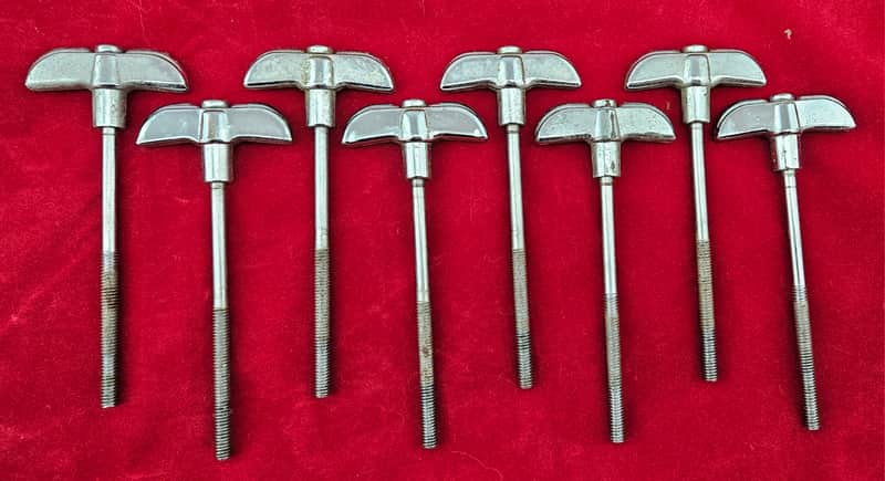 Rogers Big R Series 4.75" Bass Drum Tuning Rods Set Of 8 1970s - Chrome image 1