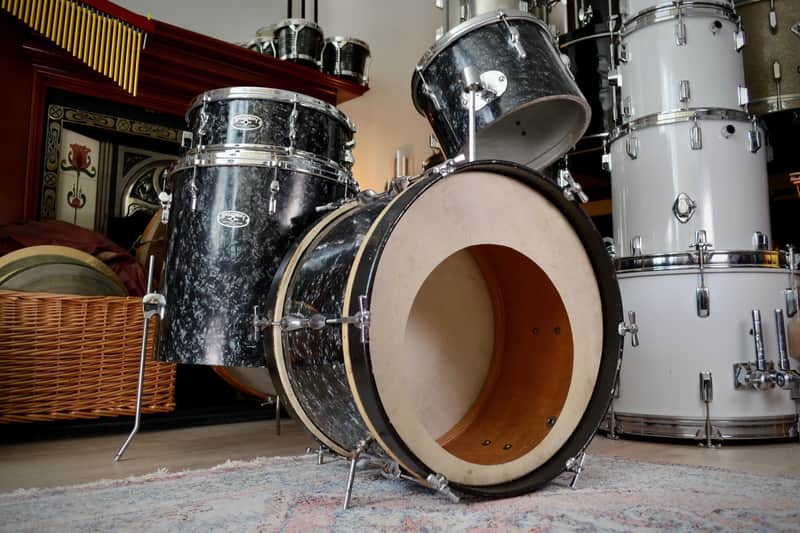 John Grey Broadway 'Super' Outfit No. 9051 Drum Kit in Black Marine Pearl with Snare - 1963 image 1