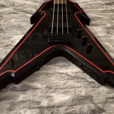 Halo Hellion Custom Bass - 4-String - Flying V - Black and Red Trim - Hellfire Bass image 4