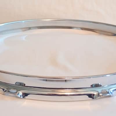 UNMARKED VINTAGE SNARE DRUM HOOPS SET 14"/10L -CHROME- FREE SHIP TO C-USA! image 8